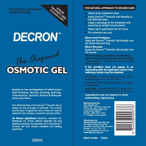 Decron Osmotic Gel Tube Label